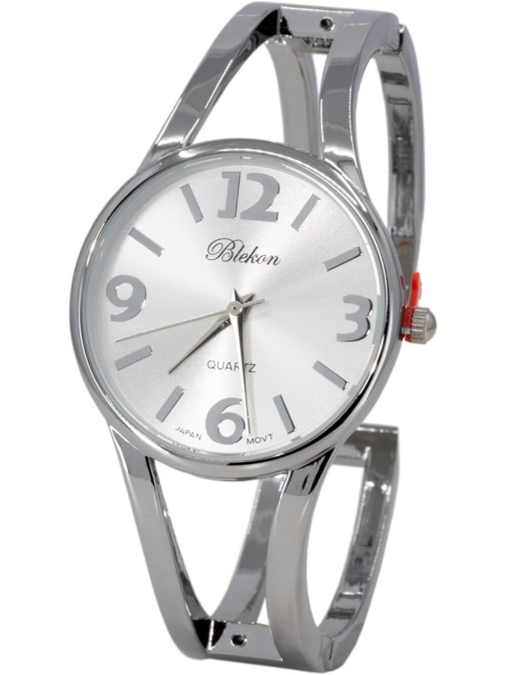 Women's Silver Elegant Analog Quartz Casual Metal Cuff Bangle Design Wrist Watch